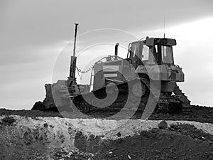 Heavy construction equipment b&w