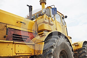 Heavy construction loader bulldozer at construction area