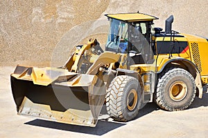 Heavy construction machine in open-cast mining - wheel loader tr
