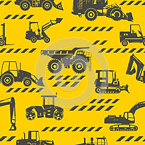 Heavy construction machines seamless pattern