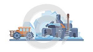 Heavy construction site: industrial development and machinery operations, vector design Generative AI