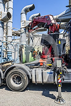 Heavy crane on truck