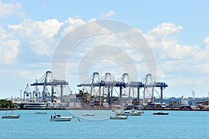 Heavy cranes at the port of Auckland