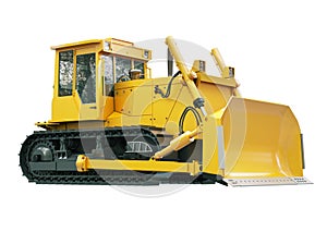 Heavy crawler bulldozer isolated