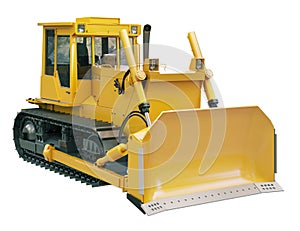 Heavy crawler bulldozer isolated