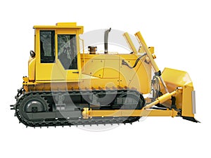 Heavy crawler bulldozer isolated