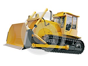 Heavy crawler bulldozer isolated