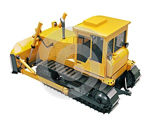 Heavy crawler bulldozer isolated