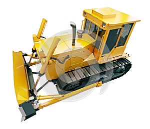 Heavy crawler bulldozer isolated