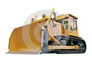 Heavy crawler bulldozer isolated