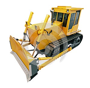 Heavy crawler bulldozer isolated