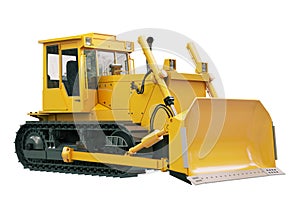 Heavy crawler bulldozer isolated
