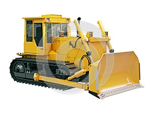 Heavy crawler bulldozer isolated photo