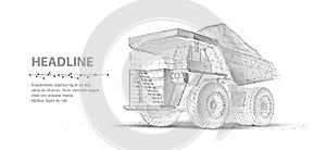 Heavy dump truck. Abstract 3d large dumper. Mining machinery, industry equipment, big career, open extraction