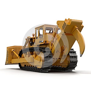 Heavy duty bulldozer isolated on white 3D Illustration