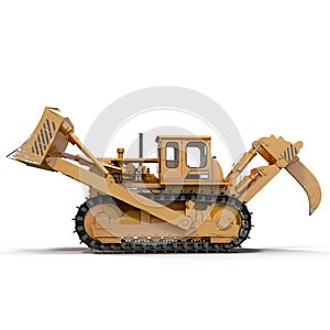 Heavy duty bulldozer isolated on white 3D Illustration