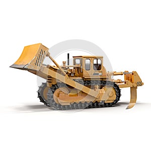 Heavy duty bulldozer isolated on white 3D Illustration