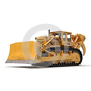 Heavy duty bulldozer isolated on white 3D Illustration