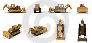 Heavy duty bulldozer Isolated on white 3D Illustration