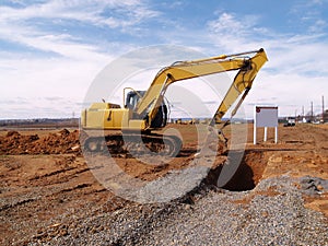 Heavy duty construction equipment by work site