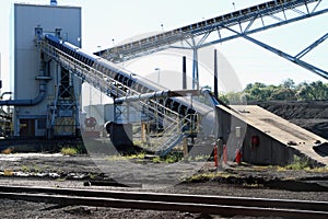 Heavy Duty Conveyor Belts In A Coal Yard