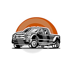 Heavy duty dually pickup truck diesel side view vector isolated