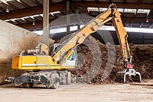 Heavy duty excavator doing earth moving