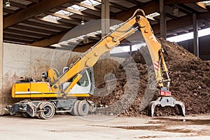 Heavy duty excavator doing earth moving