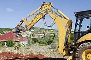 Heavy Duty Jackhammer On Tractor Arm