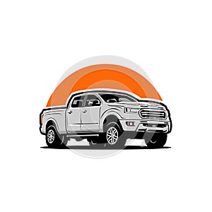 Heavy Duty Pickup Dually Double Cabin Truck Vector Isolated