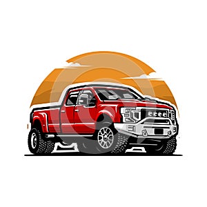 Heavy duty pickup dually truck vector art isolated illustration sticker