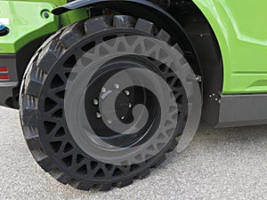 heavy duty tire on a earth moving machine