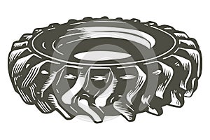 Heavy Duty Truck wheel - hand drawn illustration