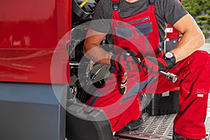 Heavy Duty Vehicle Mechanic Closeup