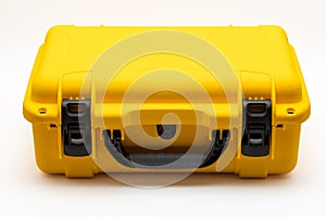 Heavy-Duty Yellow Case for Equipment with Black Handle and Two Latches photo