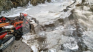 Heavy equipment broken down at gravel pit