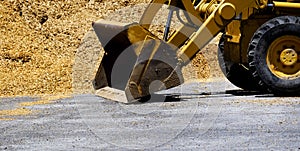 Heavy Equipment Bulldozer Backhoe with Pile of Dirt