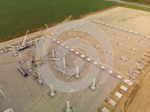 Heavy equipment at factory construction site