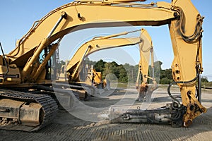 Heavy equipment lined up photo