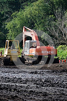 Heavy equipment on a muddy work site