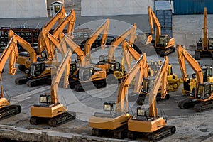 Heavy equipment sitting on loading docks