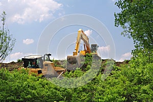 Heavy Equipment Strips Vegetation