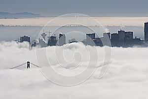 Heavy fog over Vancouver city