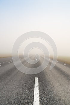 Heavy fog on a road