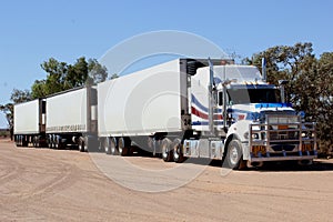 Heavy freight truck trailer transport by Road Train in Australia