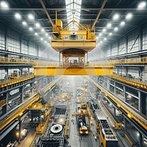 Heavy Industry inside: Crane bridge machinery.