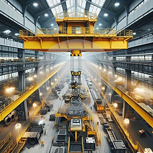 Heavy Industry inside: Crane bridge machinery.