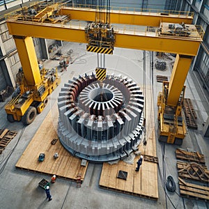 Heavy Industry inside: Electrical work on a large motor.