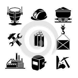 Heavy industry or metallurgy icons set photo