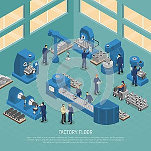 Heavy Industry Production Facility Isometric Poster